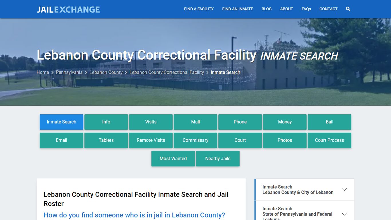 Lebanon County Correctional Facility Inmate Search - Jail Exchange